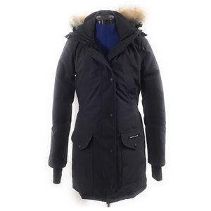 Black Trillium Parka Long Coat Fur Trim Hood